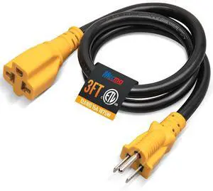 3ft 15 Amp Household to 20 Amp AC Power Adapter Cable 12AWG [4 in 1] NEMA 5-15P to 5-15R 5-20R 6-15R 6-20R T Blade Adaptor 15A 125V to 20A 250V 15Amp 125V to 20Amp 250V Extension Cord