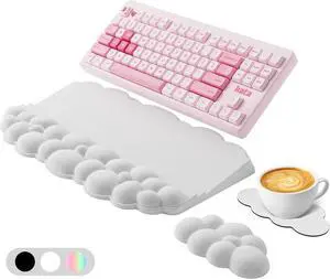 Ergonomic Wrist Rest for Keyboard and Mouse Soft Memory Foam Cloud Keyboard Stand Pad with Wrist Rest Set with Non-Slip Silicone Base Easy Typing Pain Relief Comfort for Office Work Gaming