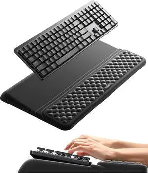 Wrist Rest with Keyboard Stand Computer Wrist Support Pad Ergonomic Keyboard Riser Holder Lifter Tray with Wrist Pad Soft Memory Foam Desk Cushion Palm Hand Typing for Office Home School