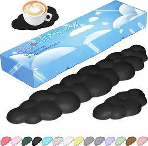 Upgrade Leather Cloud Keyboard Wrist Rest Cloud Wrist Rest with Non-Slip PU Base Comfortable Memory Foam Wrist Rest for Computer Laptop Mac Gaming Office and Pain Relief Christmas Wish Gift