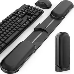 Keyboard Wrist Rest  Adjustable Angle & 25-Inch Length Foldable Ergonomic Memory Foam Support for Computer Laptop & Gaming  Non-Slip Relieves Forearm & Elbow Pain for Typing & Mouse Use
