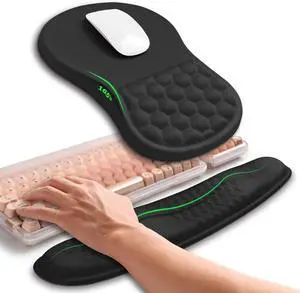 2in1 Combination Wave Keyboard Wrist Rest and Ergonomic Curvature Mouse Pad Wrist Support for Relieve Wrist Pain Filled with Soft Cushion Memory Foam Black 2in1 Combination Wave Keyboard Wrist Rest and Ergonomic Curvature Mouse Pad Wrist Support for Relieve Wrist Pain Filled with Soft Cushion Memory Foam Black