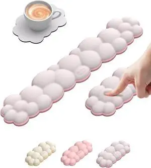 Cloud Keyboard Wrist Rest Set  Ergonomic Memory Foam Wrist Pad for Computer Laptop & Gaming Non-Slip Cute Desk Accessories for Office(Keyboard Rest + Mouse Rest + Coaster)