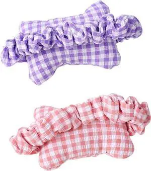 Checkered Cotton Mouse Wrist Rest Soft Bag Wraps 2-Pack Adjustable Hand Wrist Bands for Mouse Ergonomic Wrist Rest for Computer Keyboard Office Gaming (Purple & Pink)