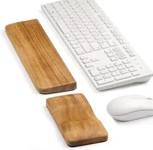 Acacia Wood Keyboard Wrist Rest & Mouse Pad Set  Ergonomic Wooden Support for Typing & Gaming Non-Slip Base Pain Relief Easy to Clean Fits 60% & 65% Mechanical Keyboards