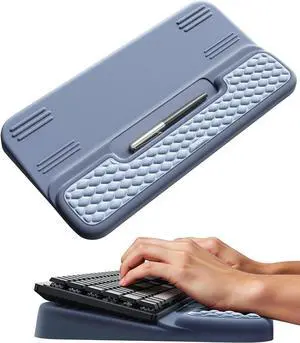 Wrist Rest with Keyboard Stand Computer Wrist Support Pad Ergonomic Keyboard Riser Holder Lift Tray with Wrist Pad Soft Memory Foam Desk Cushion Palm Hand Typing for Office Home Gift-Blue