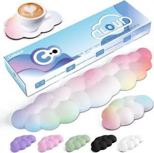 Cloud Wrist Rest for Computer Keyboard Arm Wrist Rest with Non-Slip Base Extended Wrist Rest Ergonomic Memory Foam for Keyboard and Mouse Typing Pain Relief Office Gaming Computer