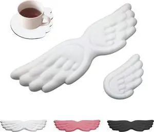 Angel Wing Wrist Rest Cute Wrist Rest for Keyboard and Mouse Hand Rests Set Include Ergonomic Keyboard & Mouse Hand Rest and Coaster Filled Resilient Memory Foam for Work Study Gaming (White)