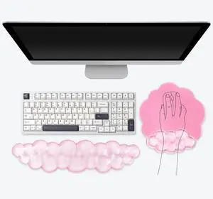 Pink Cloud Gel Wrist Rest for Keyboard and Mouse Ergonomic Mouse Pad with Wrist Support Non-Slip Base for Typing Pain Relief/Computer/Laptop/Gaming/Home/Office (Cloud Shape Pink)