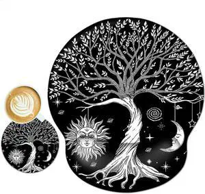 Mouse Pad Wrist Rest Support Gel Ergonomic Mouse Pads with Non Slip PU Base Mouse Wrist Rest Pad for Laptop Computer Home Office Working Gaming Pain Relief Moon & Sun