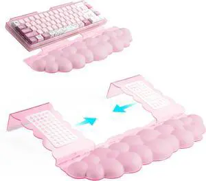 Ergonomic Keyboard Wrist Rest Adjustable Tilt Stand Combo Pink Acrylic Cloud Comfort Wrist Support Customizable Width Riser for Home Office Desk - Portable Comfortable Typing (Pink)