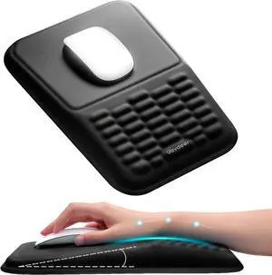 Ergonomic Mouse Pad with Wrist Rest  Memory Foam Mouse Pad with Wrist Support & Massage Bulge Non-Slip PU Base Relieves Carpal Tunnel Pain  Ideal Mouse Wrist Rest for Office & Home (Black)