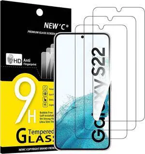 NEWC 3 Pack Designed for  Galaxy S22 5G Screen Protector Tempered Glass Case Friendly Anti Scratch Bubble Free Ultra Resistant