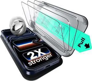 3 Pack for iPhone 17 Pro Max Screen Protector Military-Grade Shatterproof 9H Hardness Full Coverage Tempered Glass with Ultra Fit Tray