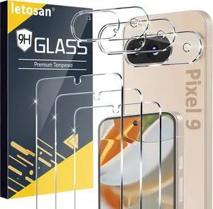 [3+3 Pack] for Google Pixel 9 Screen Protector 9H Tempered Glass Ultrasonic Fingerprint Unlock Case Friendly HD Clear for Google Pixel 9 Tempered Glass Screen Protector 5G