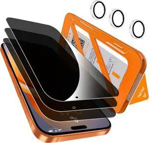 [1-Second Auto-Install] 3 Pack Privacy Screen Protector for iPhone 17 Pro Max [6.9 Inch] + 1 Set Camera Lens Protector 25° Anti Spy Tempered Glass [Military Grade Shatterproof] Case Friendly