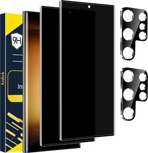 [2+2 Pack] Glass Privacy Screen Protector for  Galaxy S23 Ultra 5G 9H Tempered Glass Ultrasonic Fingerprint Compatible HD Clear Anti-Spy Film for Galaxy S23 Ultra Glass Screen Protector