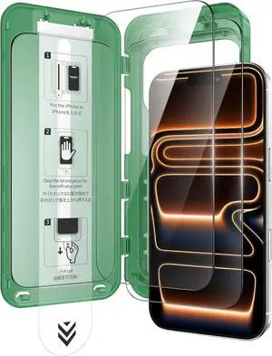 for iPhone 17 Pro Max Screen Protector Full Coverage 6.9-Inch No Bubbles No Dust Instant Installation 9H Hardness Tempered Glass Military Grade Shatterproof Anti-Scratch 2 Pack