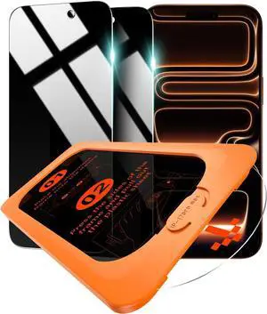 Privacy Screen Protector for iPhone 17 Pro Max [Auto-Align Installation] Tempered Glass with 9H+ Hardness & 12FT Military Grade Shatterproof 100% Anti-Spy Full Coverage Protection 2 Pack