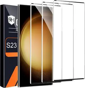 3 Pack HD Clear Tempered Glass Screen Protector for  Galaxy S23 Ultra 5G Fingerprint Unlock 3D Curved Scratch Resistant Bubble-Free