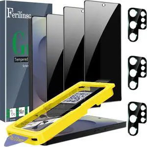 [Auto Dust Install] 3 Pack Privacy Screen Protector for  Galaxy S25 Ultra [Phone Case fit] 3 Tempered Glass Camera Lens Accessories for  S25 Ultra