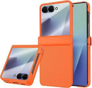 for  Galaxy Z Flip 7 Case with Hinge Protection & Cover Screen Protector Non-Slip Texture Scratch Resistant Shockproof Rugged Slim Fit Phone Cover for Galaxy Z Flip 7 2025 Orange