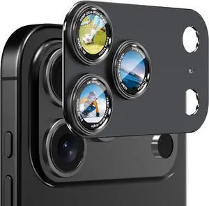 for iPhone 17 Pro Camera Lens Protector - Metal Frame Tempered Glass Cover [Anti-Scratch] [Drop-Proof][Strong-Adhesion] Camera Screen Cover(Carbon Black)