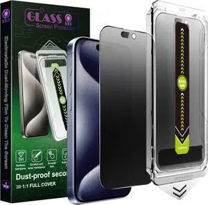 (2-Pack Matte Privacy Anti-Spy Screen Protector for iPhone 15 Pro (6.1-Inch) 9H Tempered Glass Anti-Glare Full Coverage Anti-Fingerprint Auto Dust Removal Bubble-Free