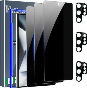 3 Pack Privacy Screen Protector for  Galaxy S24 Ultra with 3 Pack Tempered Glass Camera Lens Protector Phone Case Friendly Accessories Protector de Pantalla for  S24 Ultra