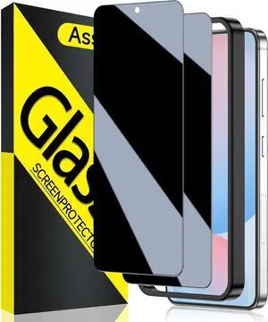 [2 Pack]Privacy Screen Protector for  Galaxy S24 FE 6.7 9H Tempered Glass Privacy  Galaxy S24 FE Screen Protector Anti-Scratch Case Friendly Bubble Free Easy Install Accessories