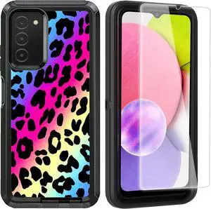 Compatible for Galaxy A03S 5G Case with Camera Len Protector Cute Neon Rainbow Leopard Design Shockproof 3-Layer Heavy Duty Protective Case for Galaxy A03S 6.5Inch Compatible for Galaxy A03S 5G Case with Camera Len Protector Cute Neon Rainbow Leopard Design Shockproof 3-Layer Heavy Duty Protective Case for Galaxy A03S 6.5Inch