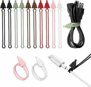 Silicone Cable Ties Cord Organizer 12Pcs 4.5 Reusable Cute Christmas Ties for Bundling Electrical Wire in Home Office School Travel Essentials (Multicolor)