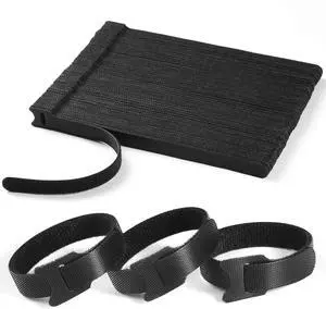 100 PCS 8 Inches Reusable Cable Ties | Adjustable Cord Wraps Cable Straps | Hook & Loop Cord Organizer Cable Management