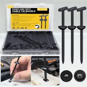 Aymier 60Pcs Upgraded Double-Side Teeth Self-Locking Nylon Universal Cable Tie Buckle T Rivet Zipties Ties Holders Kit for Car Fender Trunk Bumper Repair Home & Garage Patent Pending Aymier 60Pcs Upgraded Double-Side Teeth Self-Locking Nylon Universal Cable Tie Buckle T Rivet Zipties Ties Holders Kit for Car Fender Trunk Bumper Repair Home & Garage Patent Pending