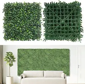 Artificial Grass Wall Panels Backdrop 10x 10(12Pcs) Faux Boxwood Panels for Outdoor Indoor Green Wall Decor Party Wedding Garden Fence Decorations