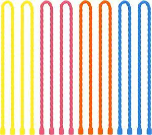 8Pcs 12-inch Silicone Cable Ties Reusable Steel-Core Silicone Twist Ties Colorful Cable Tie Straps for Bundling and Organizing Bendable Holder Strap for Indoor and Out All Purpose 4 Colors