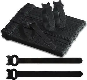 Reusable Cable Ties 6 In 100 Pack Heavy Duty Black Cord Organization Straps Adjustable & Releasable Hook and Loop for Indoor/Outdoor Wire Management