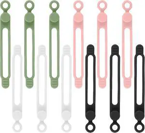 12Pcs Silicone Cable Ties Reusable Cable Organizer Multicolor Straps for Charging Cords