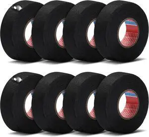 8 Rolls Wire Harness Tape Automotive Cloth Tape High Temp Electrical Wrap Noise Damping Heat Proof Adhesive Fabric Wrap for Protection Insulation Cable 1 Inch x 49.2 ft
