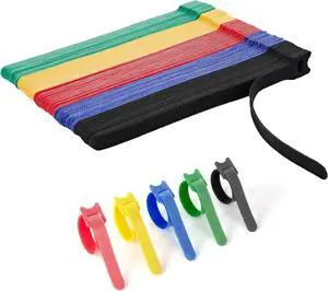90 PCS Reusable Cable Ties with Hook and Loop Multi-purpose Adjustable 8 Inch Cable Management Wire Ties Cable Straps for Organizing Home Office and Data Centers (Multicolored)