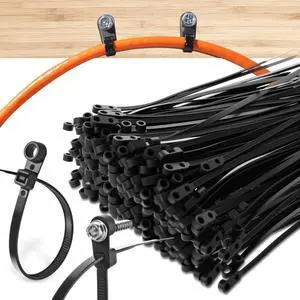500 Pcs Plastic Zip Tie with Screw Hole 12 Inch 50lbs Black Screw Zip Ties with Mounting Hole Multipurpose Heavy Duty for Indoor and Outdoor Use