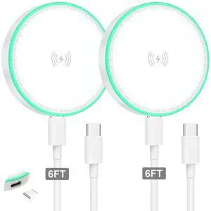 MagSafe Charger 2Pack 15W Magnetic Wireless Charger Fast Charging Pad with 6FT USB C to USB C Cable Compatible with iPhone 17/16/15/14/13/12 Series & AirPods 3/2/Pro | Strong Magnet Technology