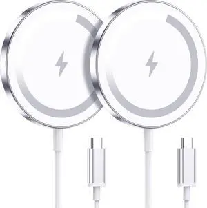 for  Mag-Safe Charger 2 Pack Magnetic Wireless Charger for iPhone 17/17 Pro/17 Pro Max/Air/16 15 14 13 12 Pro Max Plus mini Charging Pad for  3 2 Strong Magnet Silver