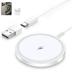 MagSafe Charger Magnetic Wireless iPhone Charge Compatible with iPhone 17 Pro Max Air 16 15 14 Pro Max Plus 13 12 Pro Max & AirPods 4 3 2 Pro - Charging Pad Dock for Travel Home Office