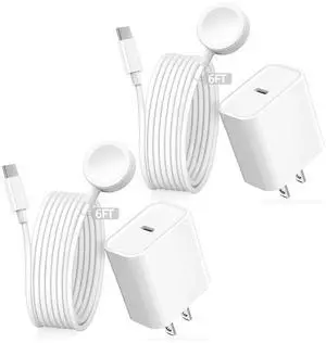 Fast Charger for  Watch Charger USB C i-Watch Charger Plug with Long 6.6FT iWatch Portable Wireless Fast Charging Cable Cord Compatible with Series Ultra/SE 11 10/9/8/7/SE/6/5/4/3/2/1 2Pack
