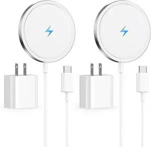 2025 Latest Magnetic Wireless Charger for iPhone:Mag-Safe Charger Fast Charging 2 Pack 20W USB C Charging Block Adapter for iPhone 17 16 15 14 13 12 Pro Max Plus & Airpods 2 3 4Pro