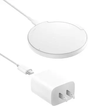 Wireless Charging Pad 15W - Qi Charger Charging Station for  iPhone 17 iPhone 16/15/14 Series AirPods  Galaxy S25 Galaxy S24 Pixel 10 - Power Supply and Cable Included - White