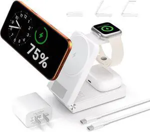 3 in 1 Charging Station 25W Foldable Magnetic Fast Wireless Charger Stand for  Multiple Devices Travel Charger for iPhone 17 16 15 14 13 12 Series Watch AirPods 4/3/2/Pro