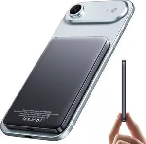2025 0.3 Inches Ultra-Slim Nano Power Bank 5000mAh Magnetic Battery Pack Qi2 Certified 15W Max Ultra-Fast Compatible Portable Charger Ergonomic Design for iPhone Air/17/16/15 Series
