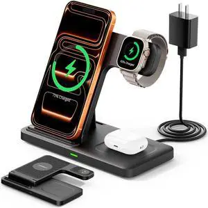 3 in1 Wireless Charger for iphoneAir17 16 15 14 13 12 11 XR 8  Charging Station for Watch 10/9/Ultra/8/7/SE/6/5/4 & AirPods Series Wireless Charging Station for Multiple Devices